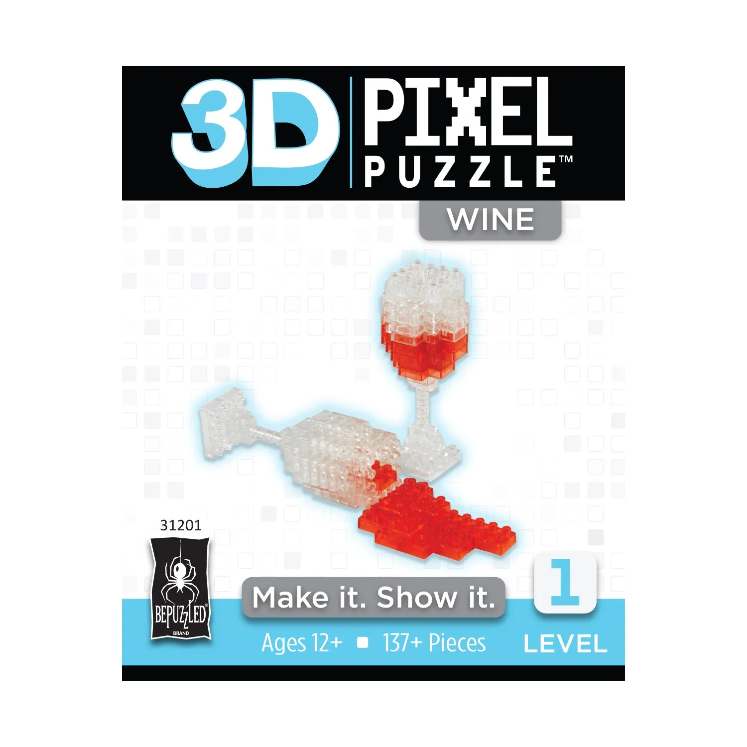 3D Pixel Puzzle Mini - Wine: 137 Pcs