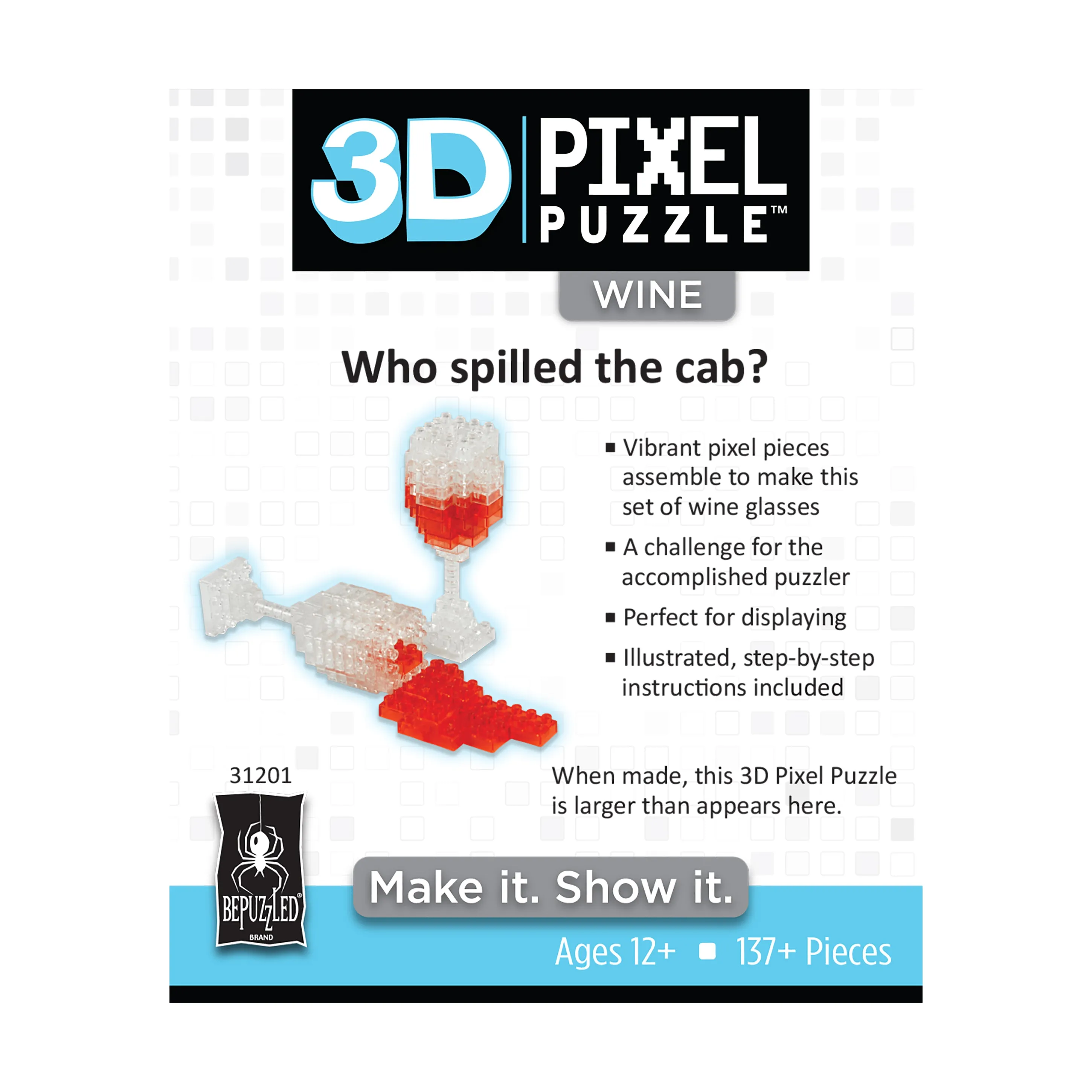 3D Pixel Puzzle Mini - Wine: 137 Pcs