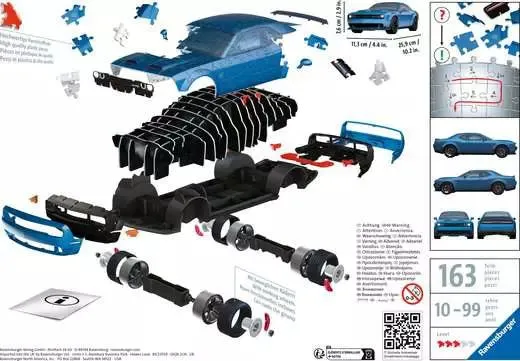 3D Puzzle Vehicle Dodge Challenger Widebody Hellcat Redeye - 108 Pieces
