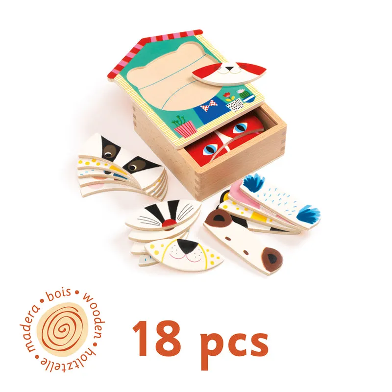 Face Mix Wooden Puzzle Set, Djeco