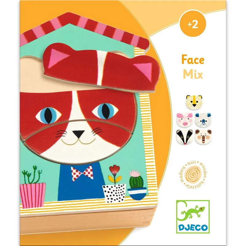 Face Mix Wooden Puzzle Set, Djeco