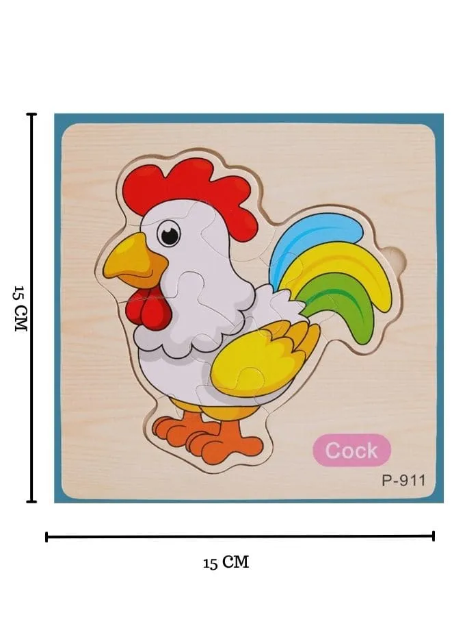 Jigsaw 3D Wooden Puzzle Toys Cartoon Animals Traffic Cards Intelligence Early Learning Toy for Children Animal Set Chicken