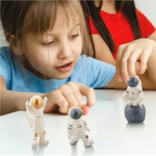 Storio Super Cute Astronaut Swimming Water Toys Non-Toxic,BPA Free Colorful Soft Rubber Float Squeeze Sound Squeaky Bathing Toy for Baby Chu Chu Toy Set of 6